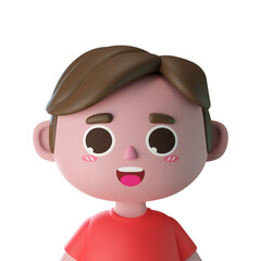 3d male cute cartoon character avatar isolated in 3d rendering