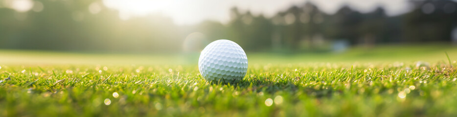 A golf ball sitting in the grass, in the style of bokeh panorama, unprimed canvas, ultrafine detail, rectangular fields, detailed miniatures, close up


