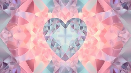 symmetrical heart kaleidoscope pastel background