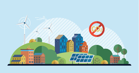 Clean city vector illustration. Social and environmental goals are intertwined in clean city It recognizes healthy environment is crucial for well-being and quality of life of its residents