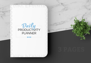 Blue and White Minimalist Modern Productivity Planner
