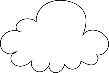 Hand drawn cloud illustration on transparent background.