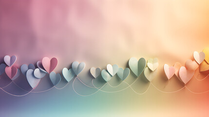 abstract pastel girly valentine day background with hearts - obrazy, fototapety, plakaty
