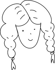 Hand drawn girl illustration on transparent background.
