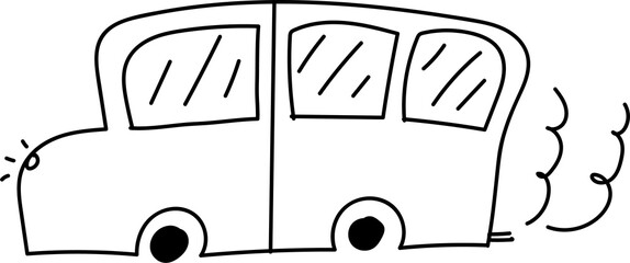 Hand drawn car illustration on transparent background.
