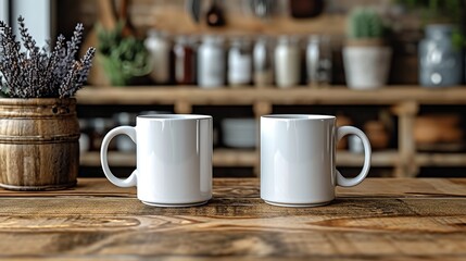 Present your logo or design on a pair of mugs using this double mug mockup.