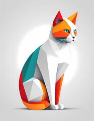 Cat illustration in polygon style. Triangle illustration of animal for use as a print on t-shirt and poster. Geometric low poly kitten design illustration. - obrazy, fototapety, plakaty