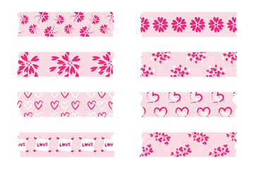 Set of  Valentines Day decoration and Valentines Day washi tape.