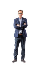 Economist, full length, alone in studio with transparent background