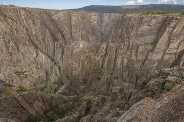 Vertical walls of the north and the south rim in the Black Canyon of the Gunnison seen from Island...