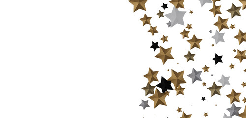 XMAS stars. Confetti celebration, Falling golden abstract decoration for party, birthday celebrate,