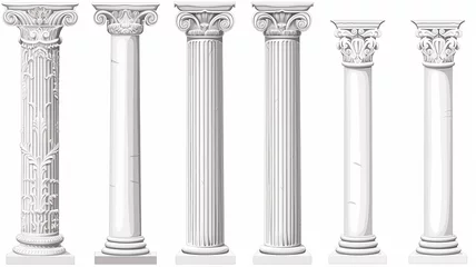 Foto op Plexiglas ancient marble columns set collection of isolated architectural elements on a white background © kichigin19