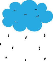 Hand drawn cloud illustration on transparent background.
