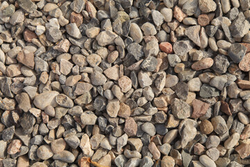 Stone for construction.Gravel texture or gravel background for design. Top view of Rubble pile.