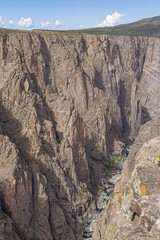 The Black Canyon of the Gunnison with the river winding trough The Narrows seen from The Narrows...