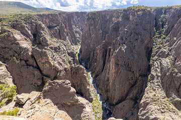 The Black Canyon of the Gunnison with several gorges seen from Chasm View on the north rim