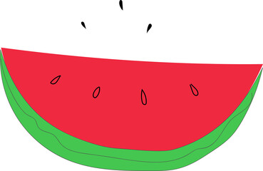 Hand drawn watermelon illustration on transparent background.
