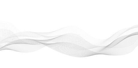 Abstract white and gray smooth element wavy modern curve lines on transparent background. Digital frequency track equalizer.  frequency sound wave lines, twisted curve lines and technology background.