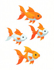 Geometric polygonal fish illustration. Low poly tropical fish on white background. Modern polygonal style logo design. Suitable for printing on a t-shirt, wall decoration, card, social media.