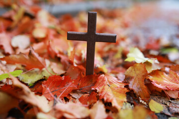 The cross of God in the rays of the sun. Background of religions