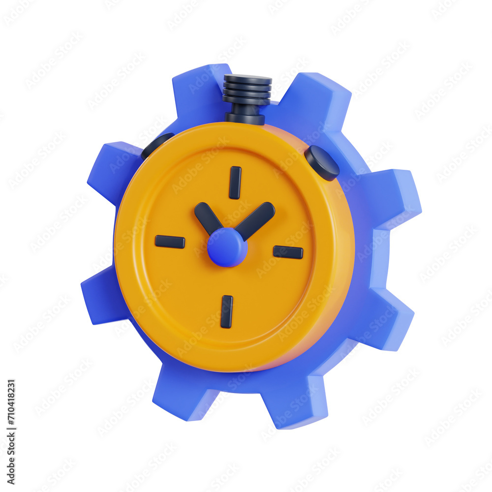 Poster 3d time management model efficiency and reducing stress. 3d illustration, 3d element, 3d rendering. 