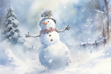 Fototapeta premium snowman in the snow