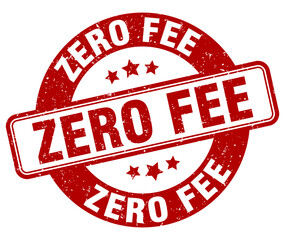zero fee stamp. zero fee label. round grunge sign