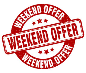 weekend offer stamp. weekend offer label. round grunge sign
