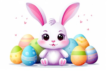 Cute rabbit with easter egg
