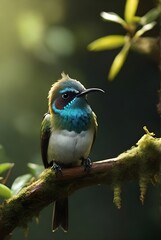 Marvelous Spatuletail bird sitting on branch, wildlife beauty