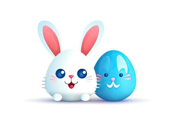 Obraz premium Cute rabbit with easter egg