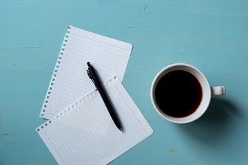 コーヒーとメモ帳