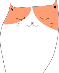 Cute cartoon cat illustration on transparent background.