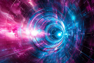 Time Travel Odyssey: Exploring the Cosmos and Black Holes. Temporal Adventure: Abstract Journey through Time and Space. - obrazy, fototapety, plakaty