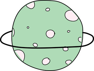 Hand drawn saturn illustration on transparent background.