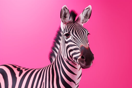 zebra on a pink background. generative ai