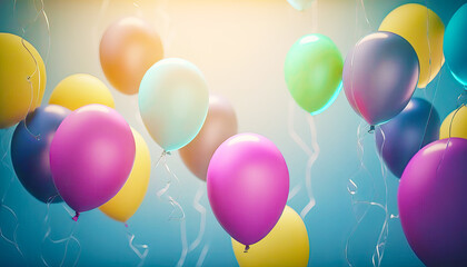 multicolor flying balloons with warm lighting for birthday, a Congratulations, party, anniversary .