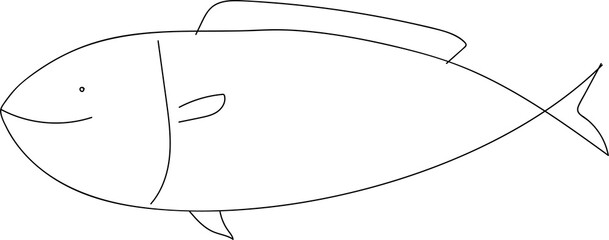 Hand drawn fish illustration on transparent background.
