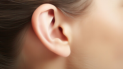 Close up a human ear, hearing problem, Deafness. - obrazy, fototapety, plakaty
