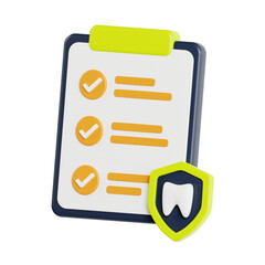 3D Dental Insurance Model Investing in Your Oral Health. 3d illustration, 3d element, 3d rendering. 3d visualization isolated on a transparent background