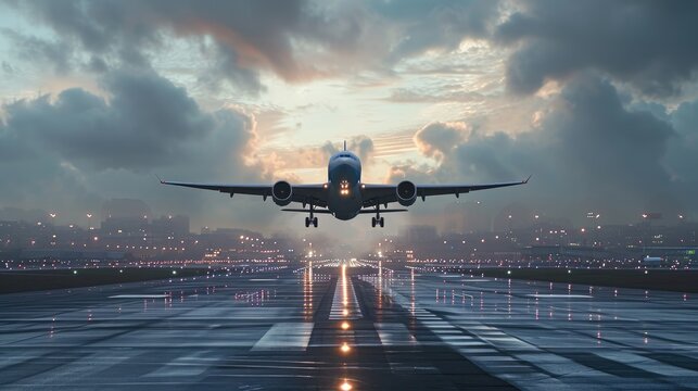 Airplane taking off from the airport