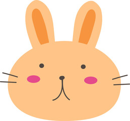 Cute cartoon bunny illustration on transparent background.