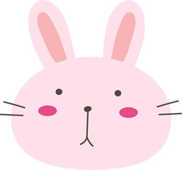 Cute cartoon bunny illustration on transparent background.