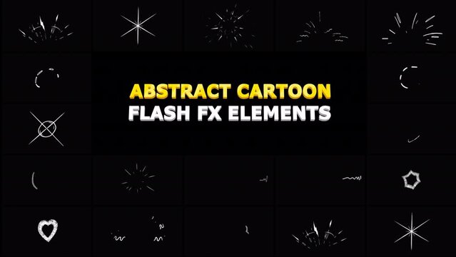 Abstract Cartoon Flash FX Elements this is a sweet template that includes abstract scribble line animation. 4K resolution with alpha channel.
