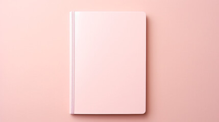 Different notebooks on light pink background top view