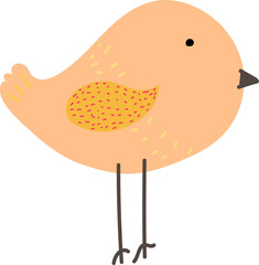 Cute cartoon bird illustration on transparent background.