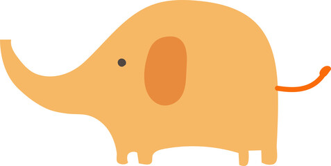 Cute cartoon elephant illustration on transparent background.