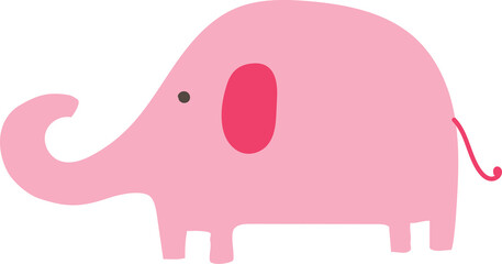 Cute cartoon elephant illustration on transparent background.