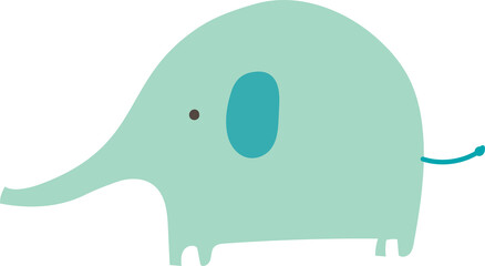 Cute cartoon elephant illustration on transparent background.