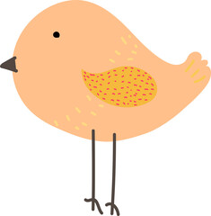 Cute cartoon bird illustration on transparent background.